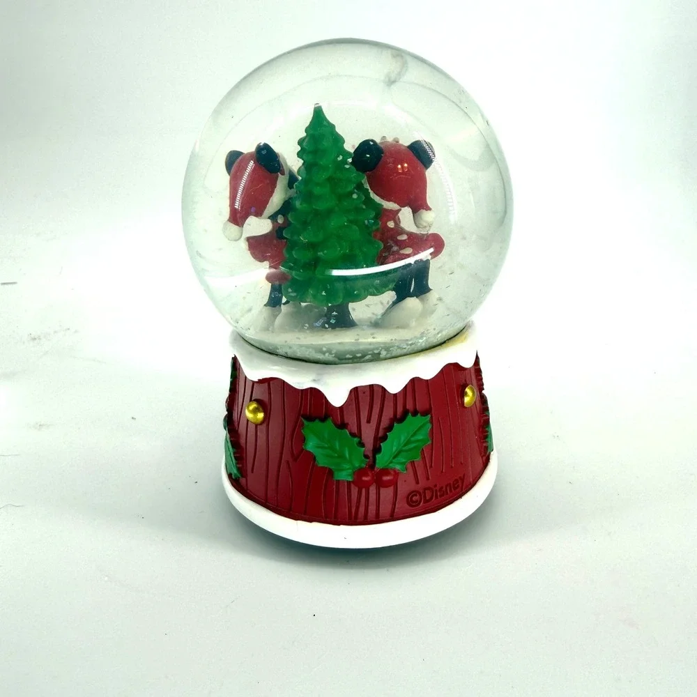 Disney Mickey Minnie Christmas Musical Waterless Snow Globe‎ Jingle Bells